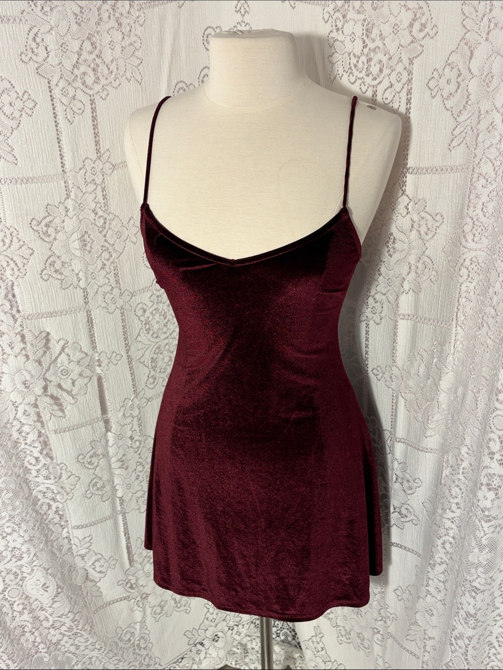 Bear Dance Burgundy Velvet Mini Dress